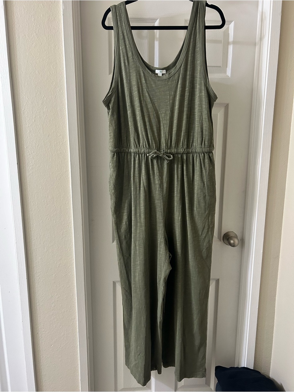 dip Olive Green Sleeveless Jumpsuit with Drawstring Waist